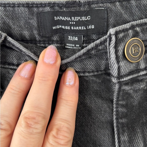 Banana Republic High Rise Barrel Leg Jeans Gray Wash SZ 14 Wide Leg - Picture 3 of 5